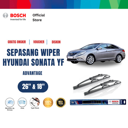 [EZR.2400645] Bosch Sepasang Wiper Mobil Hyundai Sonata YF (2010) Advantage 26 & 18