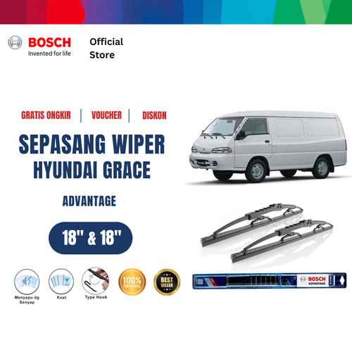 [EZR.2400653] Bosch Sepasang Wiper Mobil Hyundai Grace 1995-2007 Advantage 18 dan 18 Inci