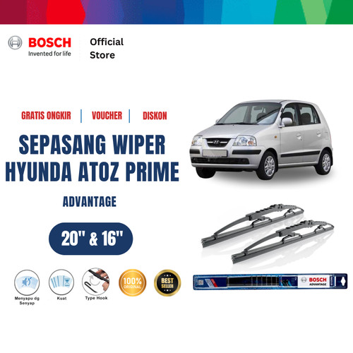 [EZR.2400656] Bosch Sepasang Wiper Kaca Mobil Hyundai Atoz Prime 2003-2008 Size 20 dan 16 Inci