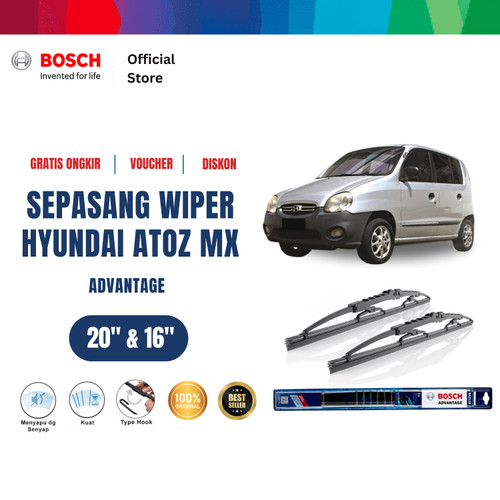 [EZR.2400657] Bosch Sepasang Wiper Mobil Hyundai Atoz MX 2001-2003 Advantage 20 dan 16 Inci