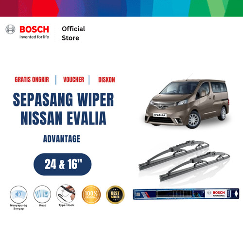 [EZR.2400658] Bosch Sepasang Wiper Mobil Nissan Evalia Advantage 24" & 16" - 2 Buah