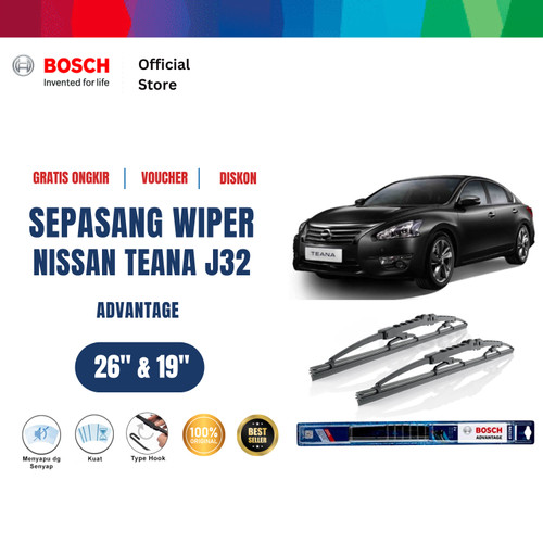 [EZR.2400662] Bosch Sepasang Wiper Kaca Mobil Nissan Teana J32 Advantage 26 dan 19 Inci