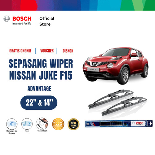 [EZR.2400669] Bosch Sepasang Wiper Kaca Mobil Nissan Juke F15 Advantage 22 dan 14 Inci