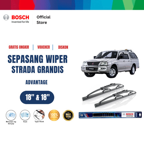 [EZR.2400670] Bosch Sepasang Wiper Mobil Mitsubishi Strada Grandis Advantage 18 dan 18 Inci