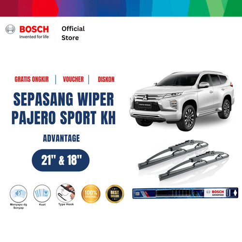 [EZR.2400671] Bosch Sepasang Wiper Mobil Mitsubishi Pajero Sport KH Advantage 21 dan 18 Inci