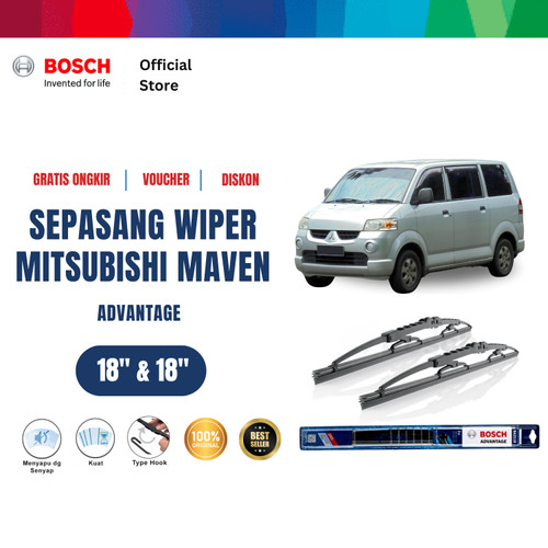 [EZR.2400673] Bosch Sepasang Wiper Kaca Mobil Mitsubishi Maven Advantage 18 dan 18 Inci