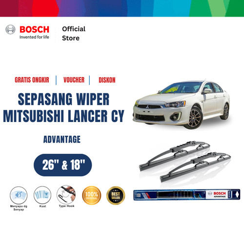 [EZR.2400674] Bosch Sepasang Wiper Kaca Mobil Mitsubishi Lancer CY Advantage 26 dan 18 Inci