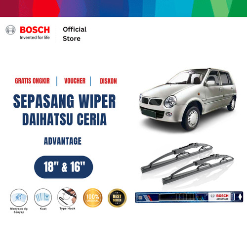 [EZR.2400685] Bosch Sepasang Wiper Kaca Mobil Daihatsu Ceria Advantage 18" & 16"