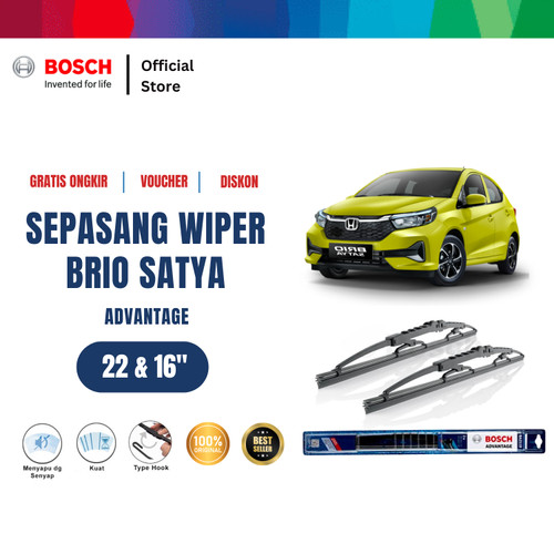 [EZR.2400687] Bosch Sepasang Wiper Kaca Mobil Honda Brio Satya Advantage 22" & 16"