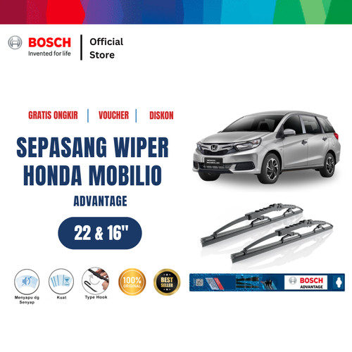 [EZR.2400688] Bosch Sepasang Wiper Mobil Honda Mobilio Advantage 22" & 16" - 2 Buah