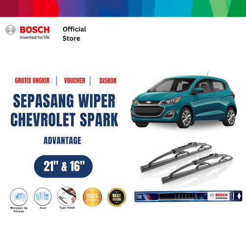 [EZR.2400692] Bosch Sepasang Wiper Kaca Mobil Chevrolet Spark Advantage 21 dan 16 Inci