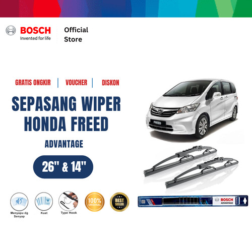 [EZR.2400697] Bosch Sepasang Wiper Kaca Mobil Honda Freed GB 2008 Advantage 26 dan 14 Inci