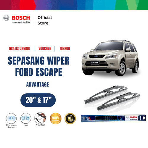 [EZR.2400701] Bosch Sepasang Wiper Kaca Mobil Ford Escape Advantage 20 dan 17 Inci