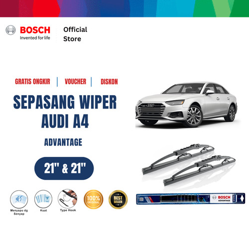 [EZR.2400702] Bosch Sepasang Wiper Kaca Mobil Audi A4 Advantage 21 dan 21 Inci