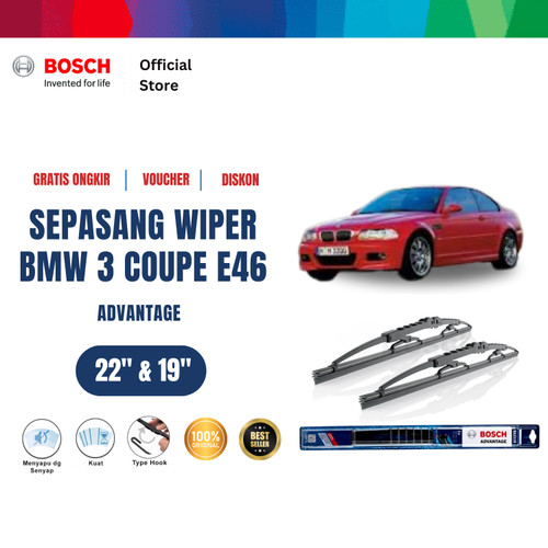 [EZR.2400704] Bosch Sepasang Wiper Kaca Mobil BMW 3 Coupe E 46 Advantage 22" & 19"