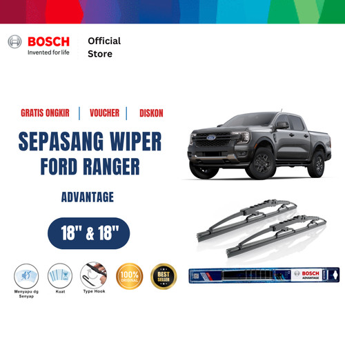 [EZR.2400707] Bosch Sepasang Wiper Kaca Mobil Ford Ranger Advantage 18" & 18"