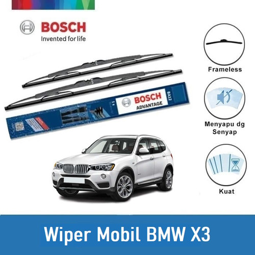 Bosch Sepasang Wiper Kaca Mobil BMW X 3 Advantage 22" & 20"-2 Buah/Set
