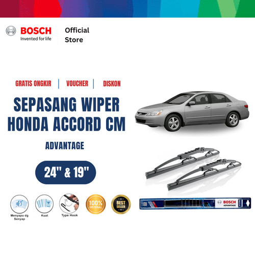 [EZR.2400710] Bosch Sepasang Wiper Mobil Honda Accord CM 2000-2006 Advantage 24 dan 19 Inci