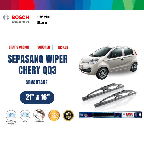 [EZR.2400711] Bosch Sepasang Wiper Kaca Mobil Cherry QQ3 Advantage 21 dan 16 Inci