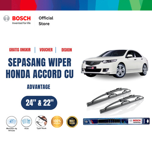 [EZR.2400712] Bosch Sepasang Wiper Kaca Mobil Honda Accord CU 2008 Advantage 24 dan 22 Inci