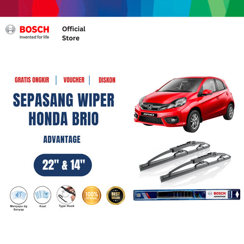 [EZR.2400714] Bosch Sepasang Wiper Kaca Mobil Honda Brio Advantage 22 dan 14 Inci -2 Buah