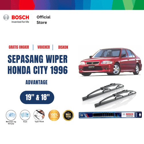 [EZR.2400715] Bosch Sepasang Wiper Kaca Mobil Honda City 1996-on Advantage 19 dan 18 Inci