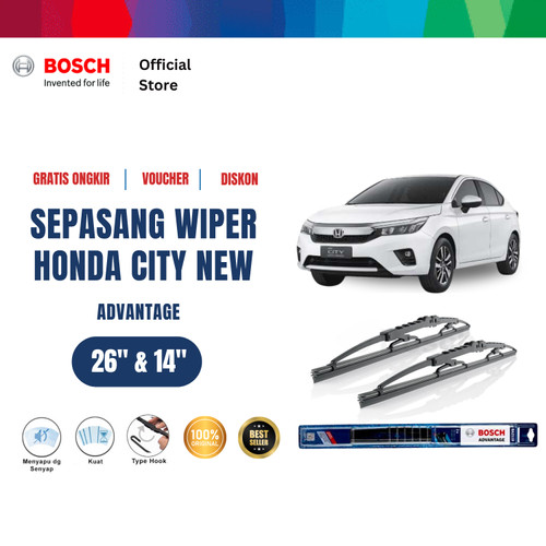 [EZR.2400717] Bosch Sepasang Wiper Mobil Honda City New (2008-on) Advantage 26 & 14