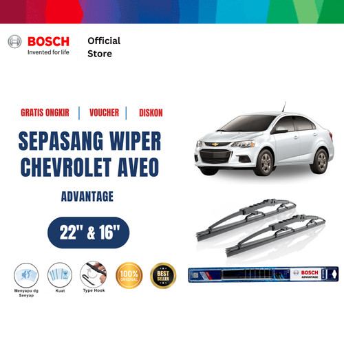 [EZR.2400718] Bosch Sepasang Wiper Mobil Chevrolet Aveo Hatchback Advantage 22 dan 16 Inci
