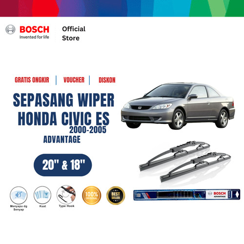 [EZR.2400720] Bosch Sepasang Wiper Kaca Mobil Honda Civic ES (2000-2005) 20" & 18"