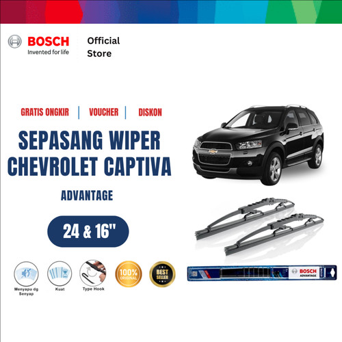 [EZR.2400724] Bosch Sepasang Wiper Kaca Mobil Chevrolet Captiva Advantage 24 dan 16 Inci