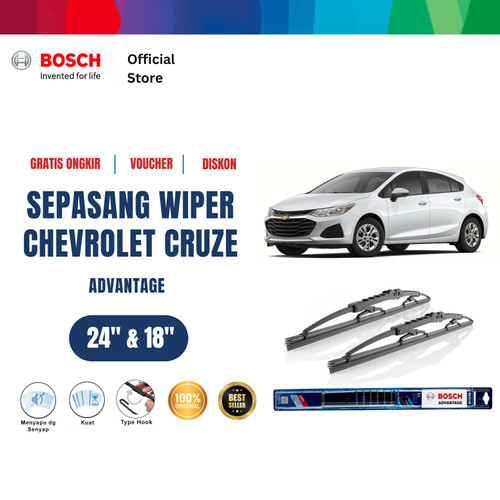 [EZR.2400725] Bosch Sepasang Wiper Kaca Mobil Chevrolet Cruze Advantage 24 dan 18 Inci