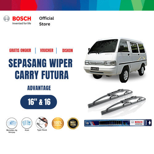 [EZR.2400727] Bosch Sepasang Wiper Advantage Suzuki Carry Futura 1991-on 16 dan 16 Inci