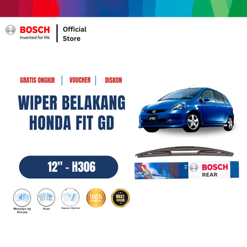 [EZR.2400742] Bosch H306 Rear Wiper Kaca Belakang Mobil Honda Fit - Lock 3 Size 12 Inci