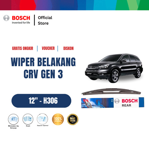 [EZR.2400743] Bosch H306 Rear Wiper Kaca Belakang Mobil Honda CRV Rock Lock 3 Size 12 Inci