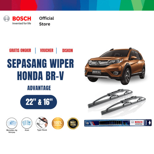 [EZR.2400750] Bosch Sepasang Wiper Kaca Mobil Honda BR-V Advantage 22" & 16" -2 Buah