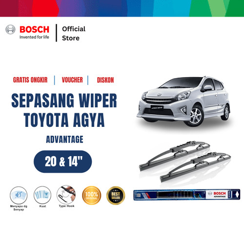 [EZR.2400751] Bosch Sepasang Wiper Kaca Mobil Toyota Agya Advantage 20" & 14"