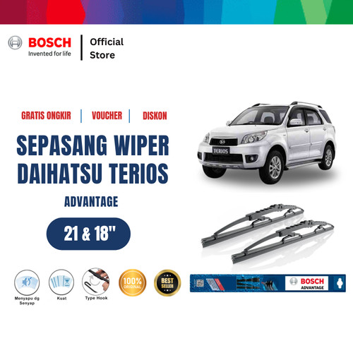[EZR.2400752] Bosch Sepasang Wiper Kaca Depan Terios Advantage Size 18 dan 21 Inci - Warna