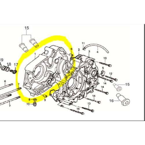 [EZM.1150830] Crankcase R Mesin Kanan Viar Roda Tiga Karya Bit 100 Tahun 2015