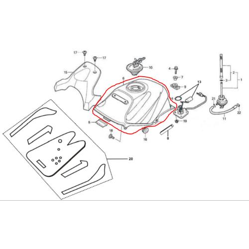 [EZM.1150139] Cover Body Tangki Bensin Viar Vix R 150 cc Tank Comp Fuel Vixr 150 cc