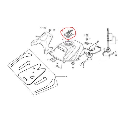 [EZM.1150181] Karet Tutup Tanki Sepeda Motor Viar Vix-R 150 cc Cap Comp Fuel Filler