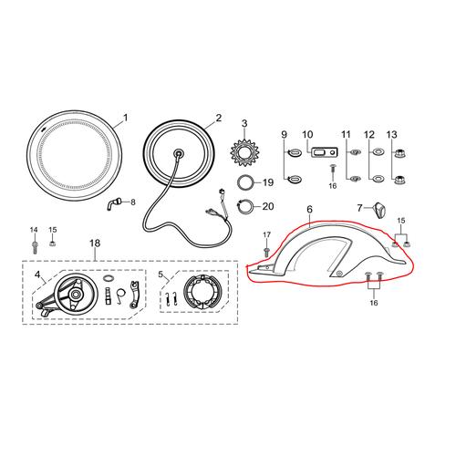 [EZM.1150229] Spakbor Belakang Sepeda Listrik Viar CARAKA & C2 / Rear Fender E-Bike