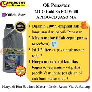 [EZM.1150794] Oli Viar Roda Tiga Karya Penzstar MCO Gold SAE 20W50 1,2 Liter