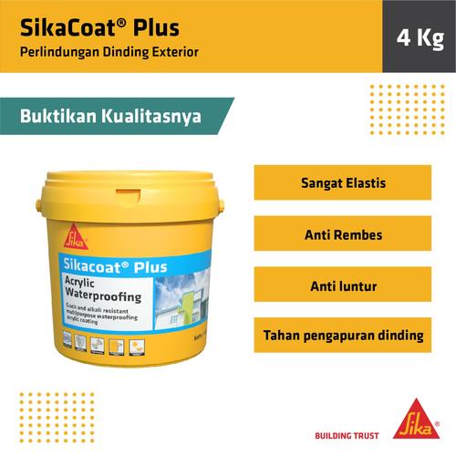 [EZM.6700026] SikaCoat Plus Pelapis Anti Bocor Elastis Dinding Tembok Luar 4Kg