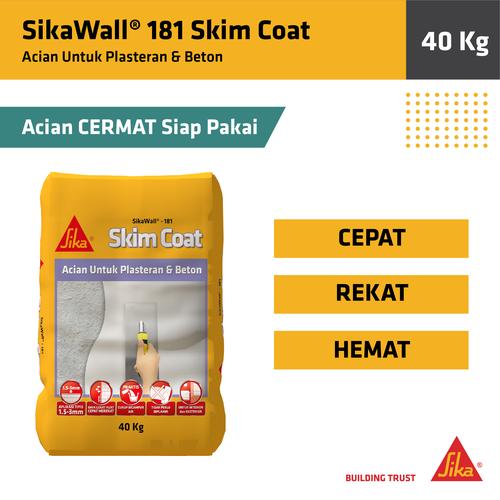 [EZM.6700039] SikaWall 181 Skim Coat Mortar Instan Acian Plesteran Tembok 40Kg