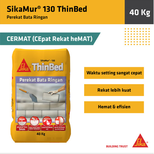 [EZM.6700041] SikaMur 130 Thinbed Mortar Instan Lem Perekat Bata Ringan 40Kg