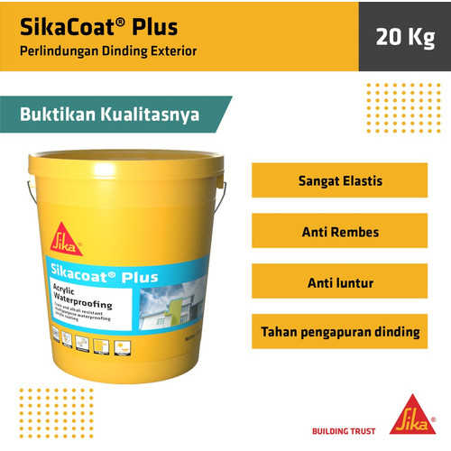 [EZM.6700050] SikaCoat Plus Pelapis Anti Bocor Elastis Dinding Tembok Luar 20Kg