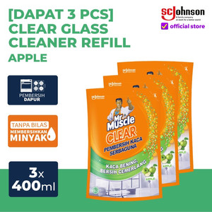 [EZR.0700633] (Dapat 3pcs) Mr Muscle Clear Pembersih Kaca Apple Refill 400ml