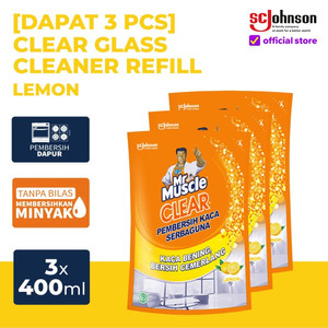 [EZR.0700662] (Dapat 3pcs) Mr Muscle Clear Glass Pembersih Kaca Pouch Lemon 400ml