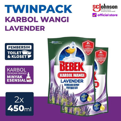 [EZR.0700696] BEBEK Karbol Wangi Lavender Pouch 450mL TWINPACK