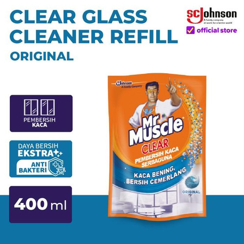 [EZR.0700702] Mr Muscle Clear Glass Pembersih Kaca Pouch Blue 400ml